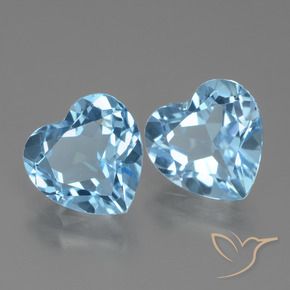 Gemas de Topacio Azul Cielo natural de 6.26 ct, Corazón, VVS