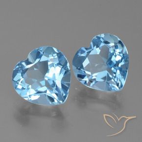 Gemas de Topacio Azul Cielo natural de 5.91 ct, Corazón, VVS