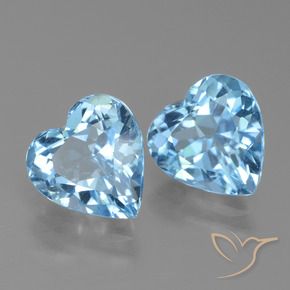 Gemas de Topacio Azul Cielo natural de 6.04 ct, Corazón, VVS