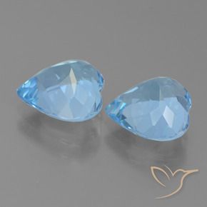 Gemas de Topacio Azul Cielo natural de 6.04 ct, Corazón, VVS
