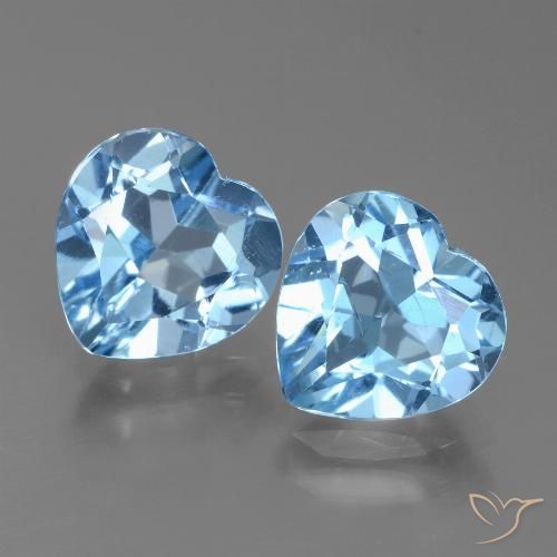 5.92ctw Natural Azul Suizo Topacio, Corazón, VVS-VS