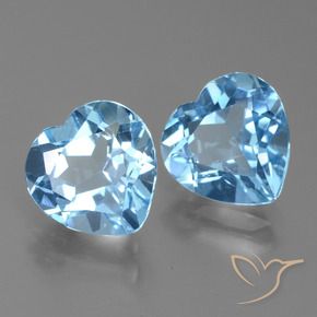 Gemas de Topacio Azul Suizo natural de 5.92 ct, Corazón, VVS-VS