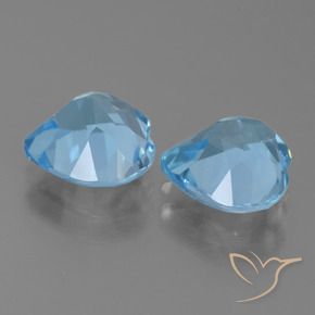 Gemas de Topacio Azul Suizo natural de 5.92 ct, Corazón, VVS-VS