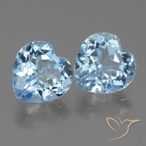 Gemas de Topacio Azul Cielo natural de 6.41 ct, Corazón, VVS-VS
