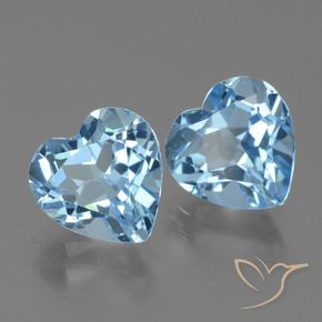 Gemas de Topacio Azul Cielo natural de 6.29 ct, Corazón, VVS-VS