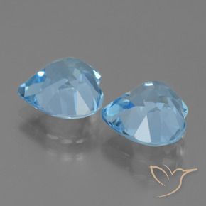 Gemas de Topacio Azul Cielo natural de 6.29 ct, Corazón, VVS-VS