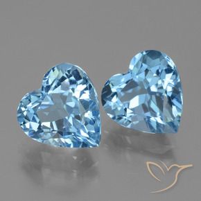 Gemas de Topacio Azul Suizo natural de 6.85 ct, Corazón, VVS