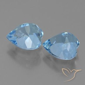 Gemas de Topacio Azul Suizo natural de 6.85 ct, Corazón, VVS