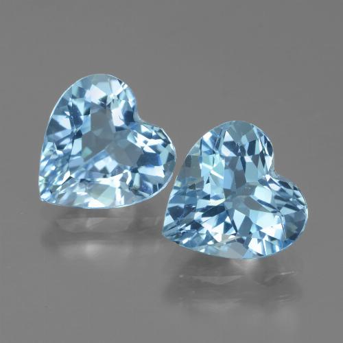 Gemas de Topacio Azul Cielo natural de 5.33 ct, Forma de corazón, VVS