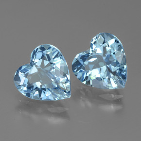 Gemas de Topacio Azul Cielo natural de 5.33 ct, Forma de corazón, VVS