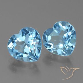 Gemas de Topacio Azul Cielo natural de 5.94 ct, Corazón, VVS