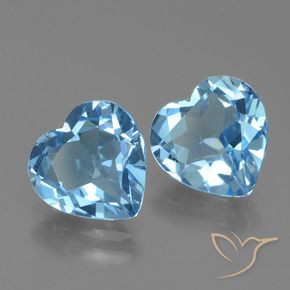 Gemas de Topacio Azul Cielo natural de 5.54 ct, Corazón, VVS