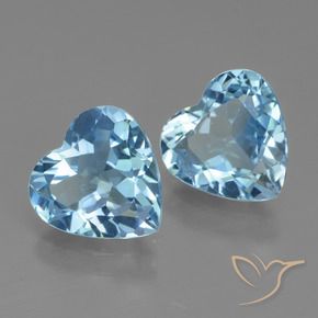 Gemas de Topacio Azul Cielo natural de 5.30 ct, Corazón, VVS