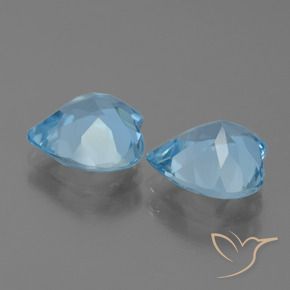 Gemas de Topacio Azul Cielo natural de 5.21 ct, Corazón, VVS
