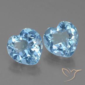 Gemas de Topacio Azul Cielo natural de 5.96 ct, Corazón, VVS
