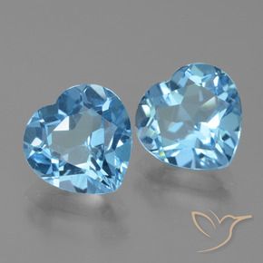 Gemas de Topacio Azul Cielo natural de 5.95 ct, Corazón, VVS