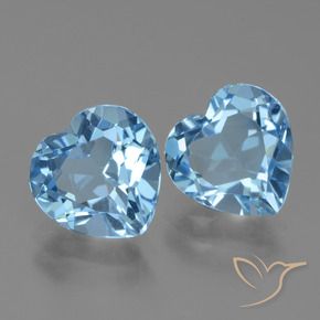 Gemas de Topacio Azul Cielo natural de 6.13 ct, Corazón, VVS