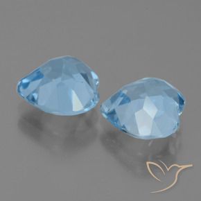 Gemas de Topacio Azul Cielo natural de 6.13 ct, Corazón, VVS