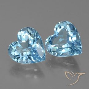 Gemas de Topacio Azul Cielo natural de 6.04 ct, Corazón, VVS