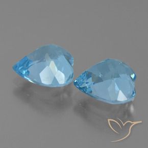 Gemas de Topacio Azul Cielo natural de 6.04 ct, Corazón, VVS