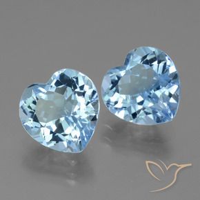 Gemas de Topacio Azul Suizo natural de 6.37 ct, Corazón, VVS