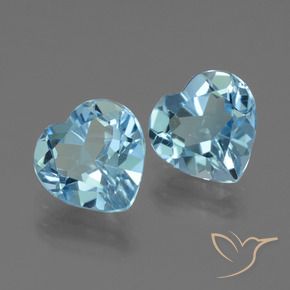 Gemas de Topacio Azul Suizo natural de 5.36 ct, Corazón, VVS