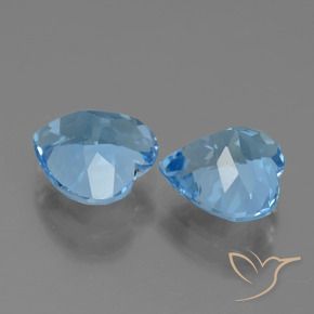 Gemas de Topacio Azul Suizo natural de 6.13 ct, Corazón, VVS