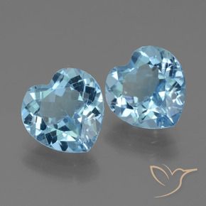 Gemas de Topacio Azul Cielo natural de 6.08 ct, Corazón, VVS