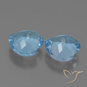 Gemas de Topacio Azul Cielo natural de 6.08 ct, Corazón, VVS