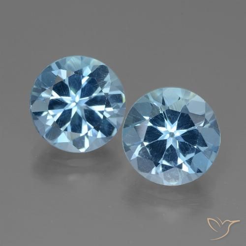 6.41ctw Natural Azul Suizo Topacio, Redondo, VVS-VS