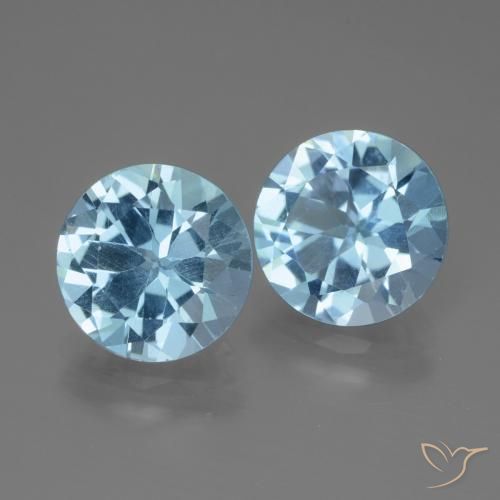 Gemas de Topacio Azul Suizo natural de 6.14 ct, Redondo, VS
