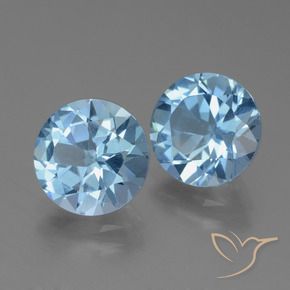 Gemas de Topacio Azul Suizo natural de 6.33 ct, Redondo, VS