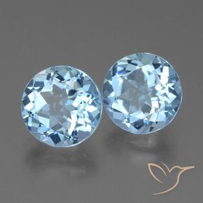 Gemas de Topacio Azul Cielo natural de 6.72 ct, Redondo, VVS-VS