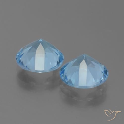 Gemas de Topacio Azul Suizo natural de 6.35 ct, Redondo, VVS-VS