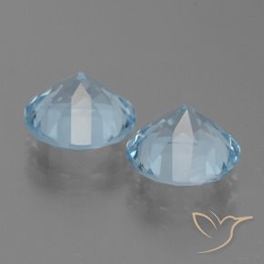 Gemas de Topacio Azul Cielo natural de 6.47 ct, Redondo, VVS-VS