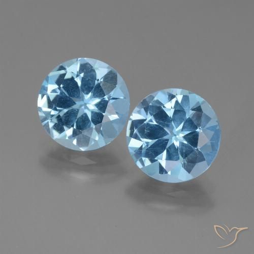 6.20ctw Natural Azul Suizo Topacio, Redondo, VS