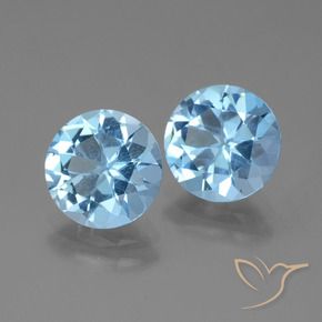 Gemas de Topacio Azul Suizo natural de 6.20 ct, Redondo, VS