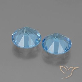 Gemas de Topacio Azul Suizo natural de 6.20 ct, Redondo, VS