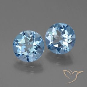 Gemas de Topacio Azul Suizo natural de 5.82 ct, Redondo, VVS-VS