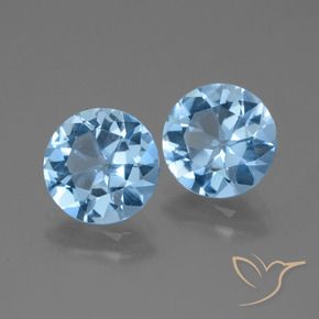 Gemas de Topacio Azul Suizo natural de 5.69 ct, Redondo, VVS