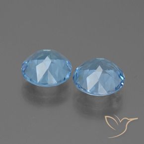 Gemas de Topacio Azul Suizo natural de 6.34 ct, Corte Redondo, VVS-VS