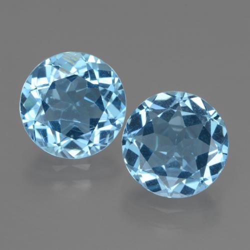 Gemas de Topacio Azul Cielo natural de 6.06 ct, Corte Redondo, VS