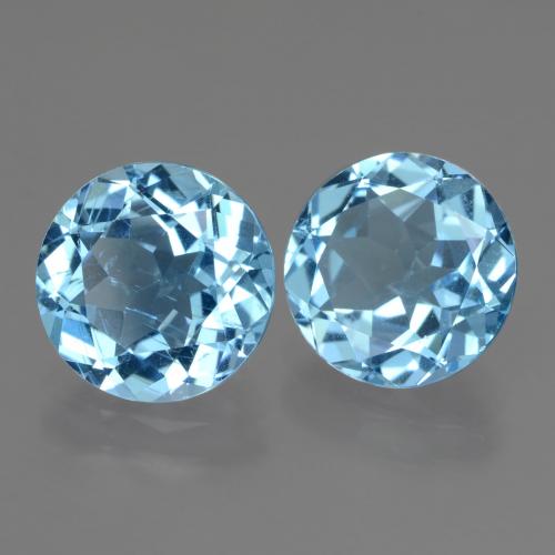 Gemas de Topacio Azul Cielo natural de 6.06 ct, Corte Redondo, VS