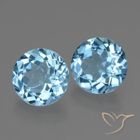 Gemas de Topacio Azul Suizo natural de 6.07 ct, Redondo, VS