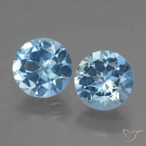 Gemas de Topacio Azul Suizo natural de 5.92 ct, Corte Redondo, VVS