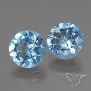 Gemas de Topacio Azul Suizo natural de 5.92 ct, Corte Redondo, VVS