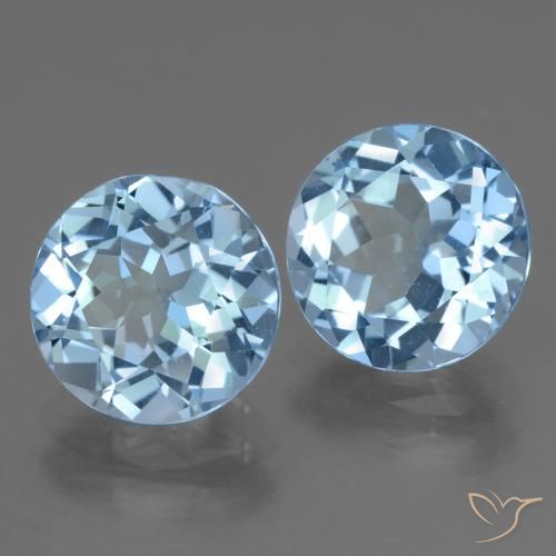 Gemas de Topacio Azul Suizo natural de 6.51 ct, Redondo, VVS