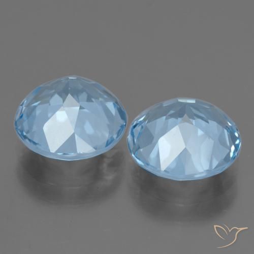 Gemas de Topacio Azul Suizo natural de 6.51 ct, Redondo, VVS