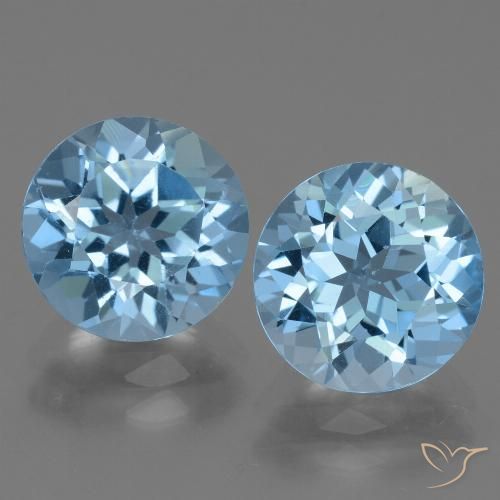 Gemas de Topacio Azul Suizo natural de 6.62 ct, Corte Redondo, VS