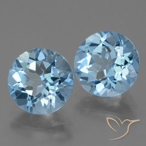 Gemas de Topacio Azul Suizo natural de 6.62 ct, Corte Redondo, VS